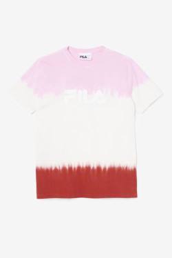 Fila Alivia Tie Dye Tee Majice Ženske Bela / Rdeča | Fila037ET