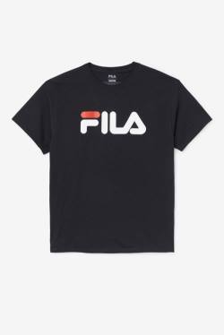 Fila Logo Tee Majice Moški Črna / Bela / Rdeča | Fila129NT