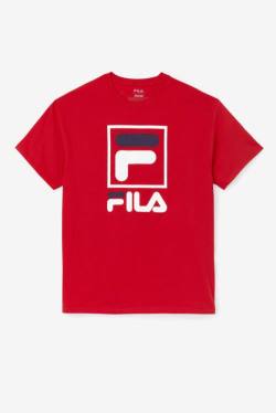 Fila Stacked Tee Majice Moški Rdeča / Bela / Mornarica | Fila801QA