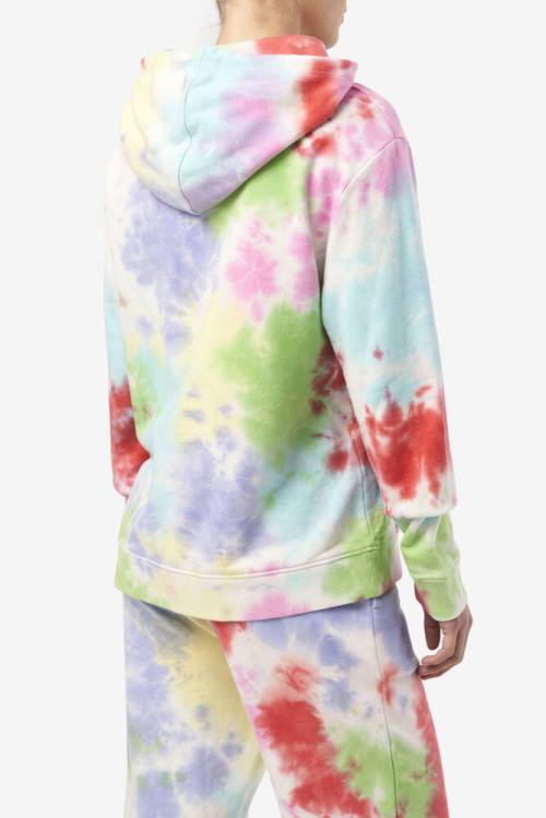 Fila Aerolynn Tie Dye Pulover s kapuco Ženske Zelena / Bela / Rdeča | Fila596CX