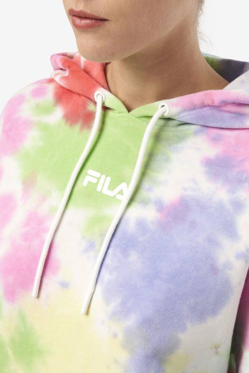 Fila Aerolynn Tie Dye Pulover s kapuco Ženske Zelena / Bela / Rdeča | Fila596CX