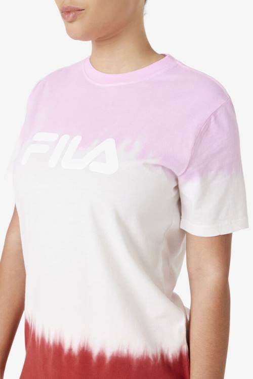 Fila Alivia Tie Dye Tee Majice Ženske Bela / Rdeča | Fila037ET