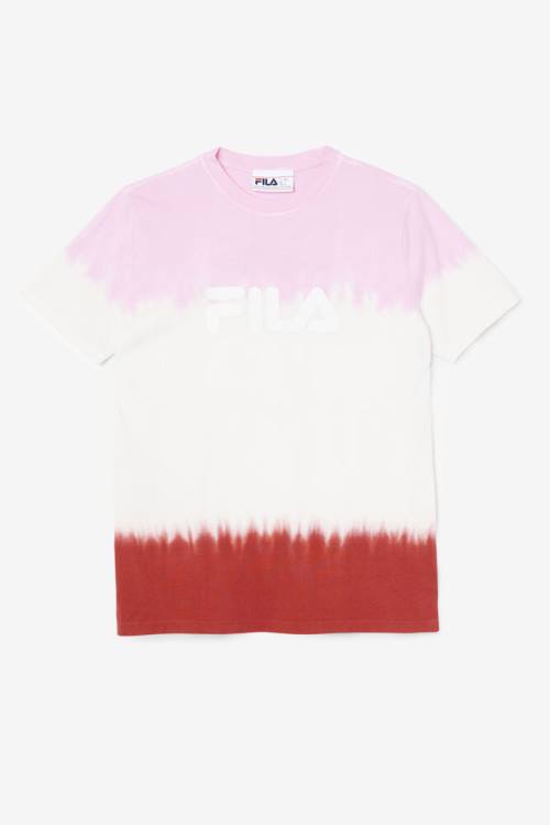 Fila Alivia Tie Dye Tee Majice Ženske Bela / Rdeča | Fila037ET