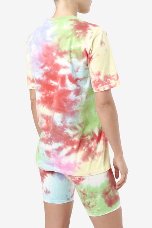 Fila Alivia Tie Dye Tee Majice Ženske Zelena / Bela / Rdeča | Fila230EN