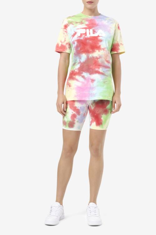 Fila Alivia Tie Dye Tee Majice Ženske Zelena / Bela / Rdeča | Fila230EN