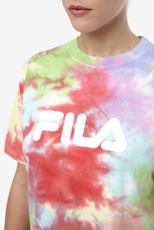 Fila Alivia Tie Dye Tee Majice Ženske Zelena / Bela / Rdeča | Fila230EN