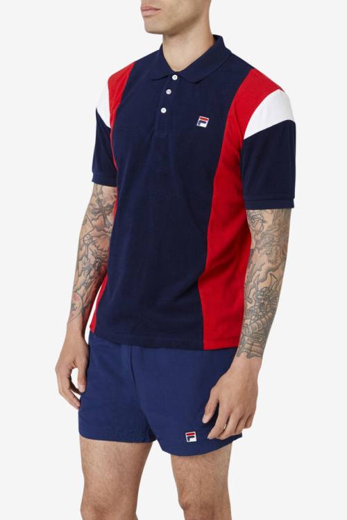 Fila Astro Terry Polo Majica Moški Mornarica / Rdeča / Bela | Fila702VJ