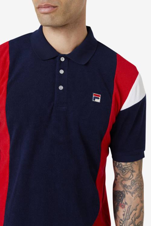 Fila Astro Terry Polo Majica Moški Mornarica / Rdeča / Bela | Fila702VJ