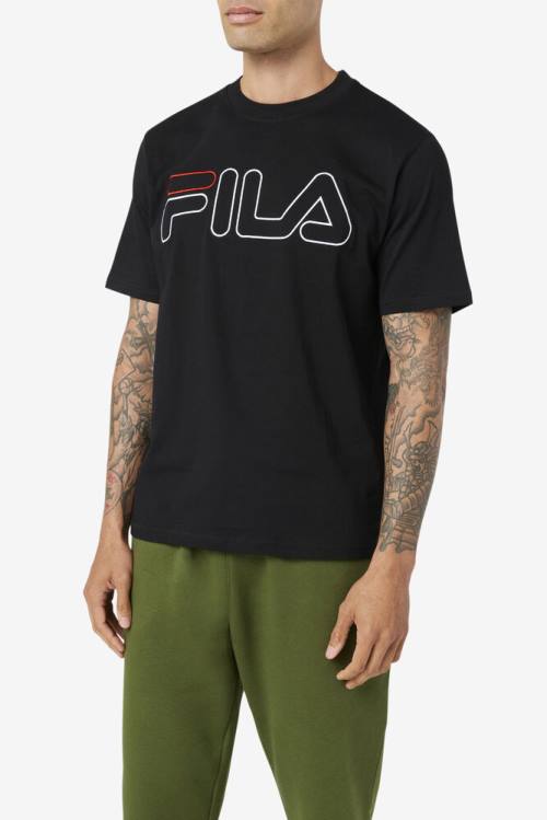 Fila Borough Tee Majice Moški Črna | Fila368JK