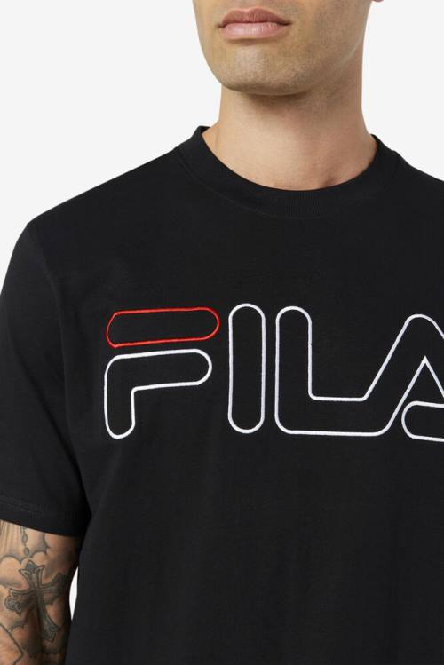 Fila Borough Tee Majice Moški Črna | Fila368JK