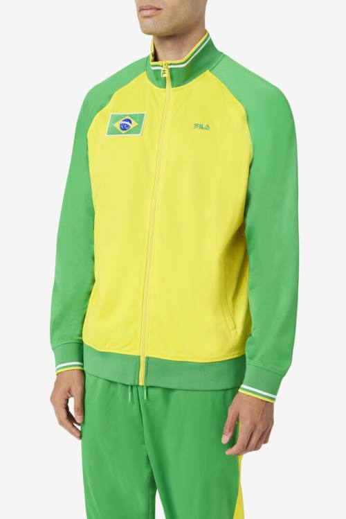 Fila Brazil Track Jakne Moški Rumena / Zelena / Bela | Fila126GJ