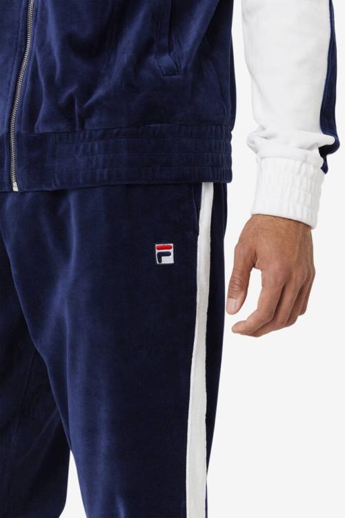 Fila Brice Velour Hlače Moški Mornarica / Bela / Rdeča | Fila135LZ