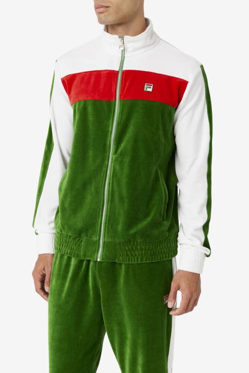 Fila Brice Velour Jakne Moški Bela / Rdeča | Fila235RT