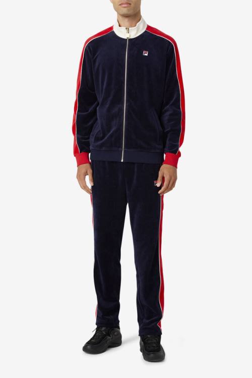 Fila Cima Velour Jakne Moški Mornarica / Rdeča | Fila182OE