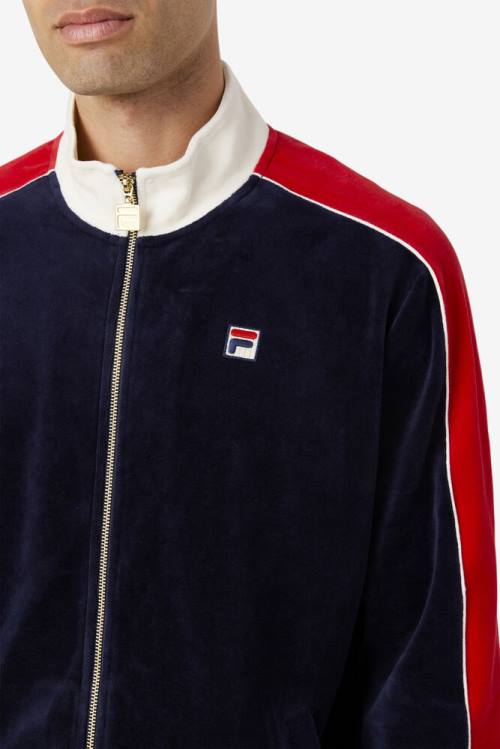 Fila Cima Velour Jakne Moški Mornarica / Rdeča | Fila182OE