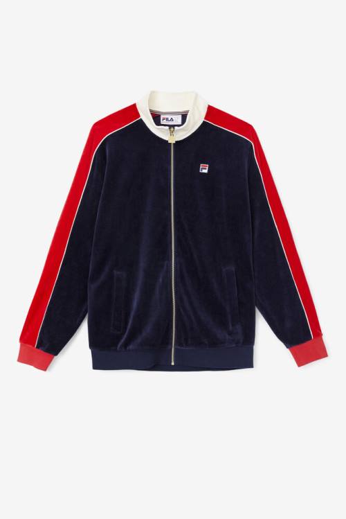 Fila Cima Velour Jakne Moški Mornarica / Rdeča | Fila182OE