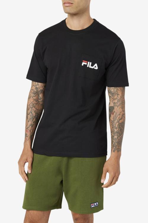 Fila Curtis Pocket Tee Majice Moški Črna / Bela | Fila380GQ