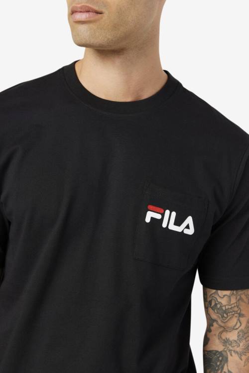 Fila Curtis Pocket Tee Majice Moški Črna / Bela | Fila380GQ