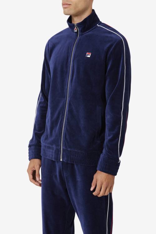 Fila Deverall Velour Jakne Moški Mornarica / Bela / Rdeča | Fila896OK