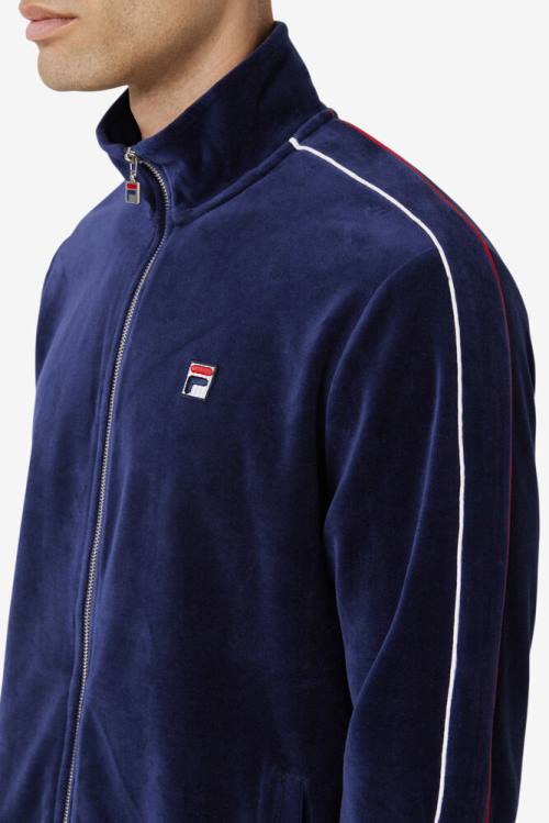 Fila Deverall Velour Jakne Moški Mornarica / Bela / Rdeča | Fila896OK