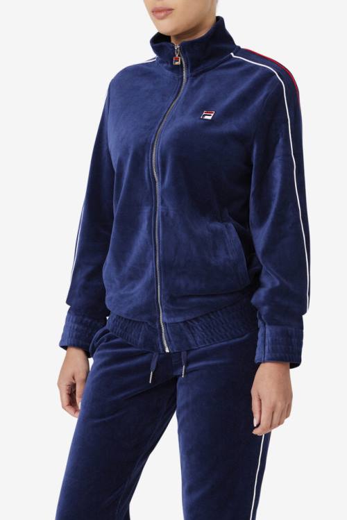 Fila Deverall Velour Jakne Moški Mornarica / Bela / Rdeča | Fila896OK