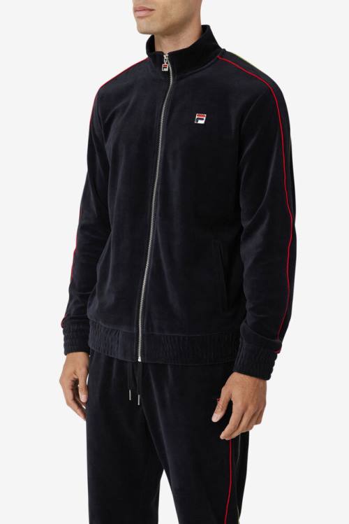 Fila Deverall Velour Jakne Moški Črna / Rdeča / Zelena | Fila493MF