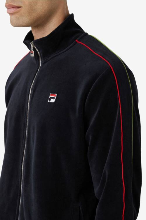 Fila Deverall Velour Jakne Moški Črna / Rdeča / Zelena | Fila493MF