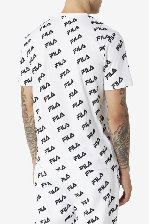 Fila Diagonal Logo Tee Majice Moški Bela / Črna | Fila802DC