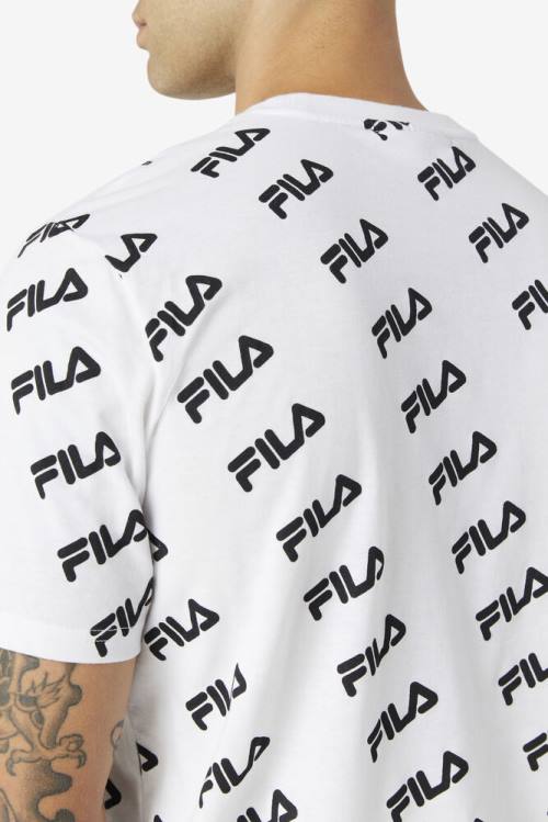 Fila Diagonal Logo Tee Majice Moški Bela / Črna | Fila802DC