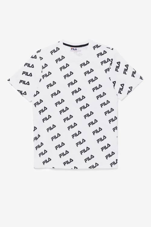 Fila Diagonal Logo Tee Majice Ženske Bela / Črna | Fila619GX