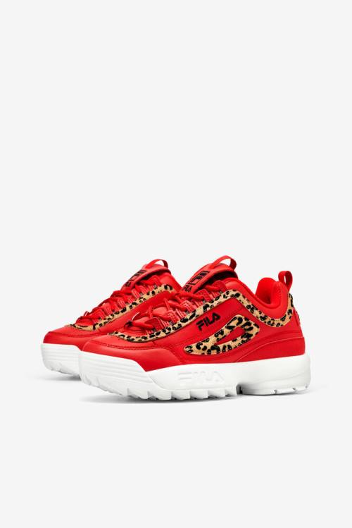 Fila Disruptor 2 Leopard Superge Ženske Rdeča / Črna / Bela | Fila016VT