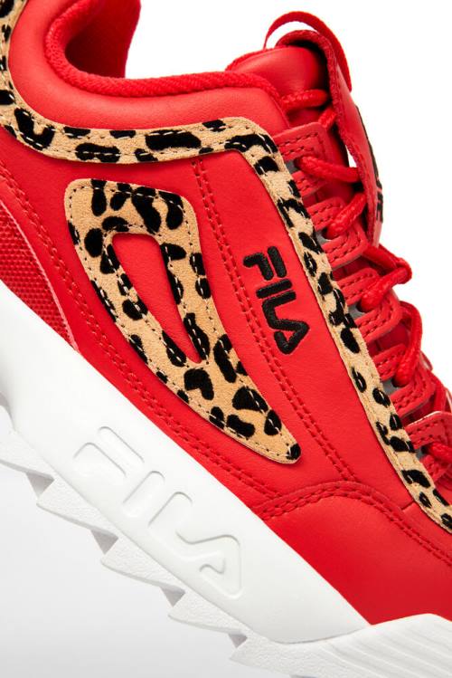 Fila Disruptor 2 Leopard Superge Ženske Rdeča / Črna / Bela | Fila016VT