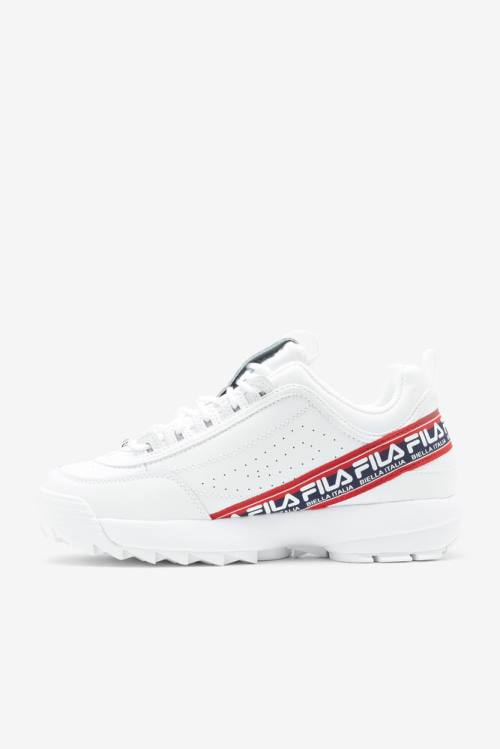 Fila Disruptor 2 Premium Logo Tape Superge Moški Bela / Mornarica / Rdeča | Fila593RZ