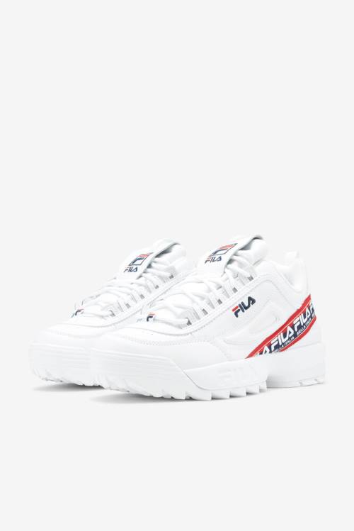 Fila Disruptor 2 Premium Logo Tape Superge Moški Bela / Mornarica / Rdeča | Fila593RZ