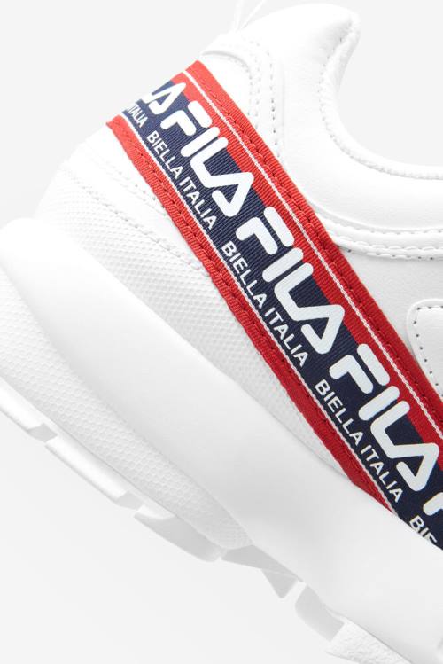 Fila Disruptor 2 Premium Logo Tape Superge Moški Bela / Mornarica / Rdeča | Fila593RZ