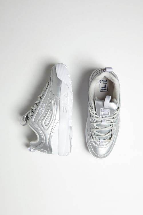 Fila Disruptor 2 Premium Metallic Superge Ženske Kovinski Srebrna / Bela | Fila230NY