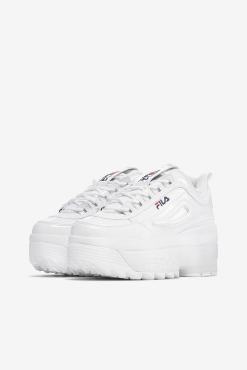 Fila Disruptor 2 Wedge Patent Superge Ženske Bela / Mornarica / Rdeča | Fila529GK