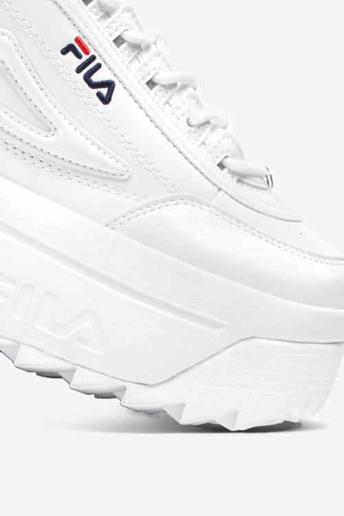 Fila Disruptor 2 Wedge Patent Superge Ženske Bela / Mornarica / Rdeča | Fila529GK