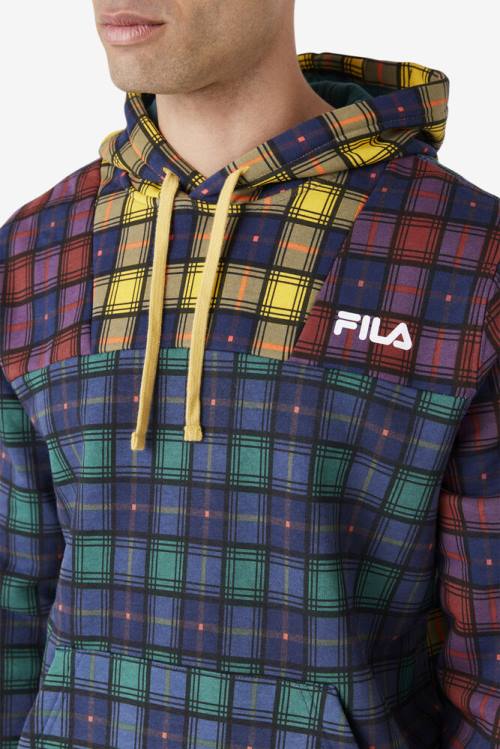 Fila Dorm Plaid Pulover s kapuco Moški Mornarica | Fila087BY