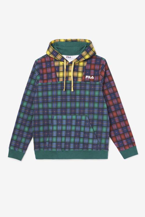 Fila Dorm Plaid Pulover s kapuco Moški Mornarica | Fila087BY