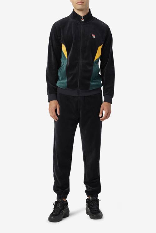 Fila Dortmund Velour Jogger Hlače Moški Črna | Fila127ID