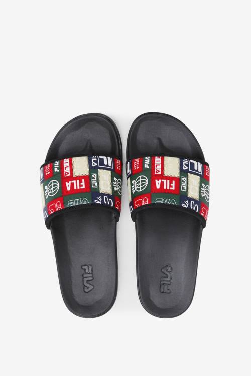 Fila Drifter Lux Patchwork Natikači Moški Črna / Rdeča / Večbarvni | Fila064GS