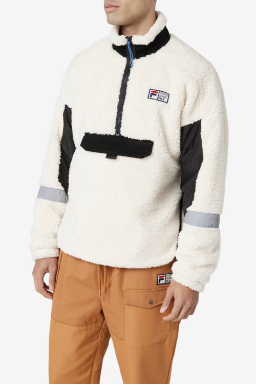 Fila Dyno Sherpa 1/2 Zip Puloverji Moški Bela / Črna | Fila541PO