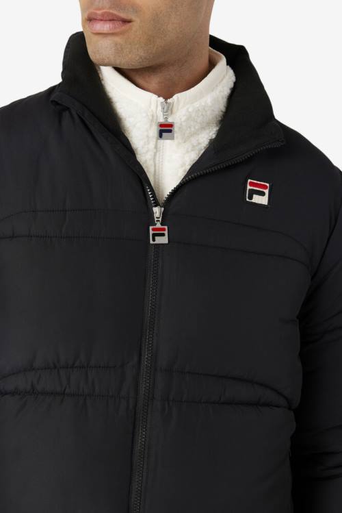 Fila Elias Puffer Jakne Moški Črna | Fila054RW