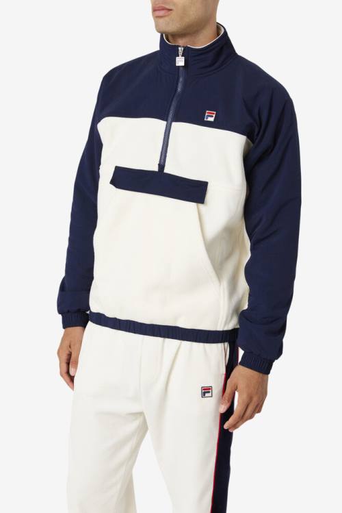 Fila Erick 1/2 Zip Pullover Pulover Moški Bela / Mornarica | Fila247BO