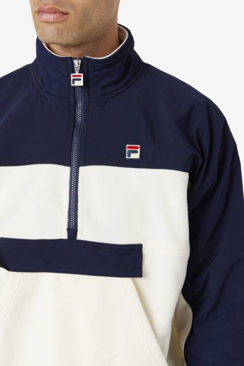 Fila Erick 1/2 Zip Pullover Pulover Moški Bela / Mornarica | Fila247BO