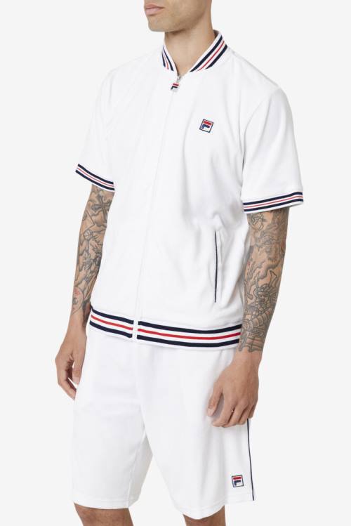 Fila Estudio Velour Jakne Moški Bela / Mornarica | Fila769GA