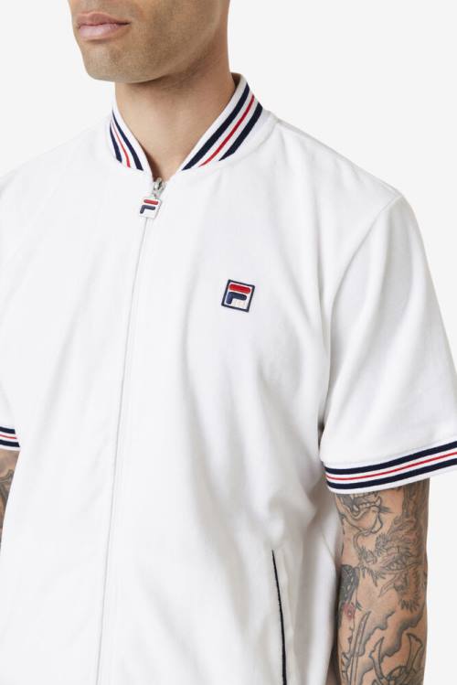 Fila Estudio Velour Jakne Moški Bela / Mornarica | Fila769GA