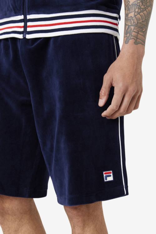 Fila Estudio Velour Kratke Hlače Moški Mornarica / Bela | Fila416JY