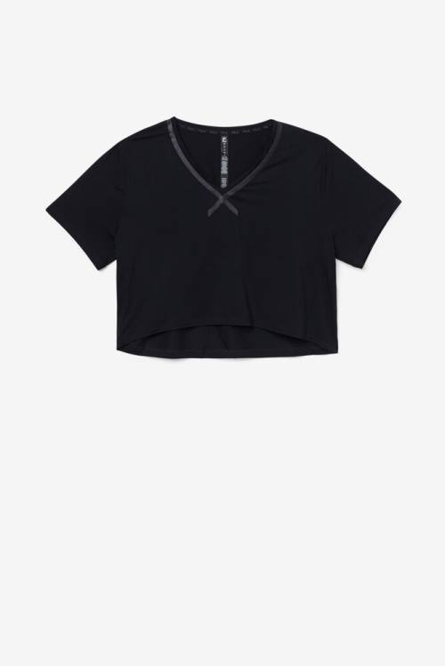 Fila Fi-lux High-low Crop Top Majice Ženske Črna | Fila301JY